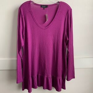 NWT Dressbarn B.L.E.U. Purple Thermal Long Sleeve Blouse